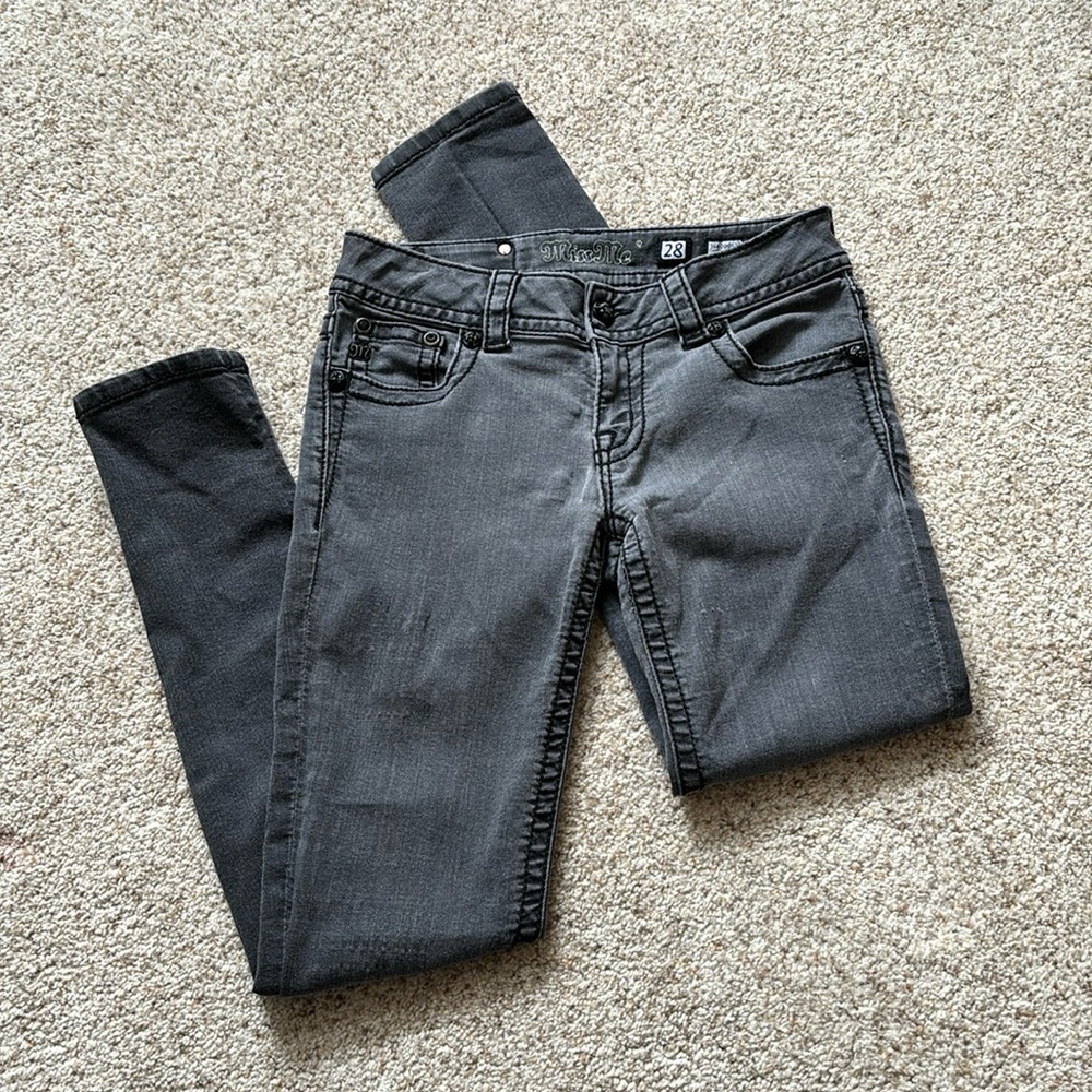 X MISS ME SKINNY FLAP POCKET CRYSTAL STUDS WOMENS 28 JEANS J54009529 BLACK